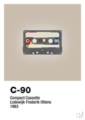 plakat: kassettebånd c-90 - creamy mushroom-Retro-A1two3