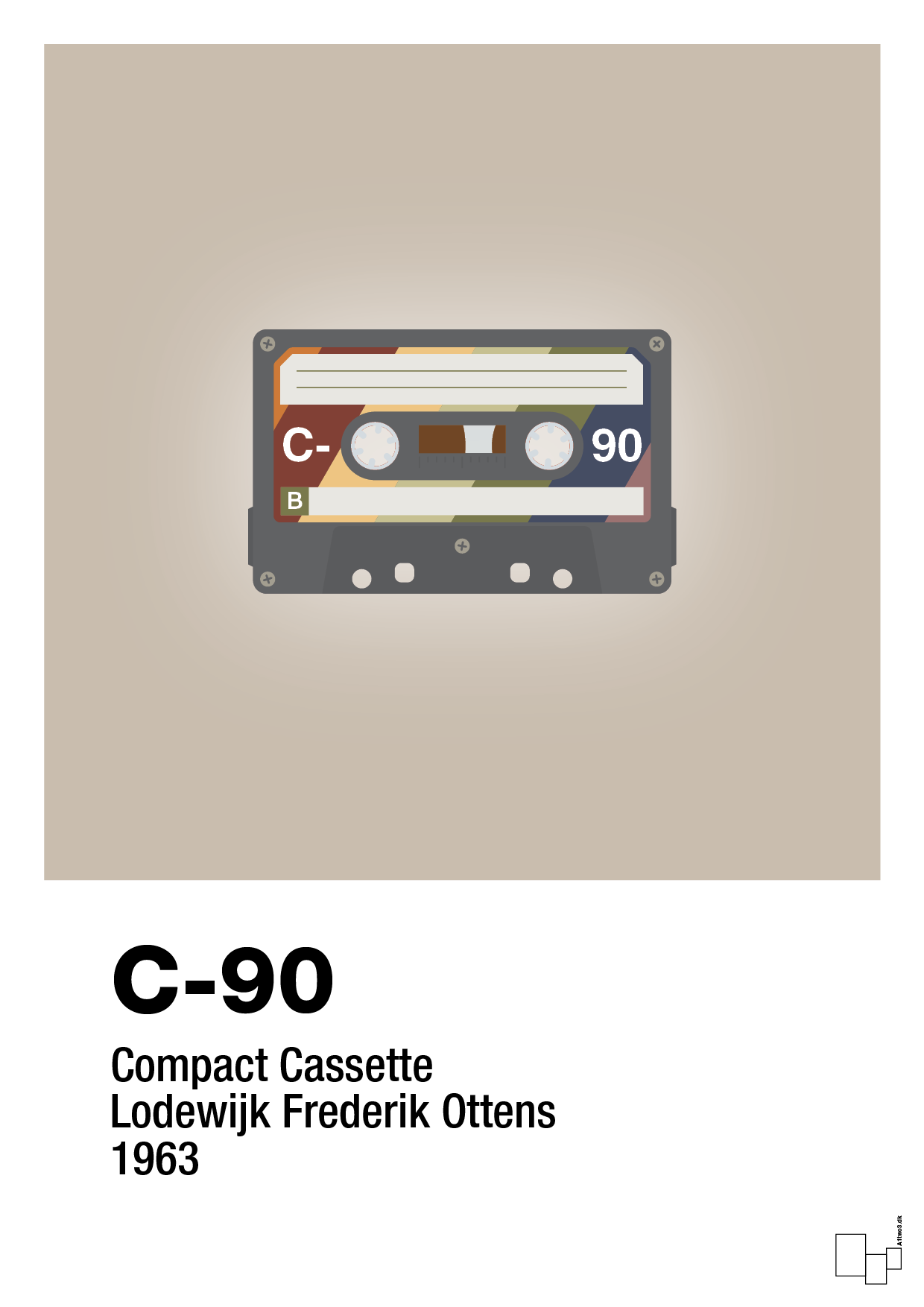 plakat: kassettebånd c-90 - creamy mushroom-Retro-A1two3