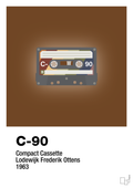 plakat: kassettebånd c-90 - dark brown-Retro-A1two3