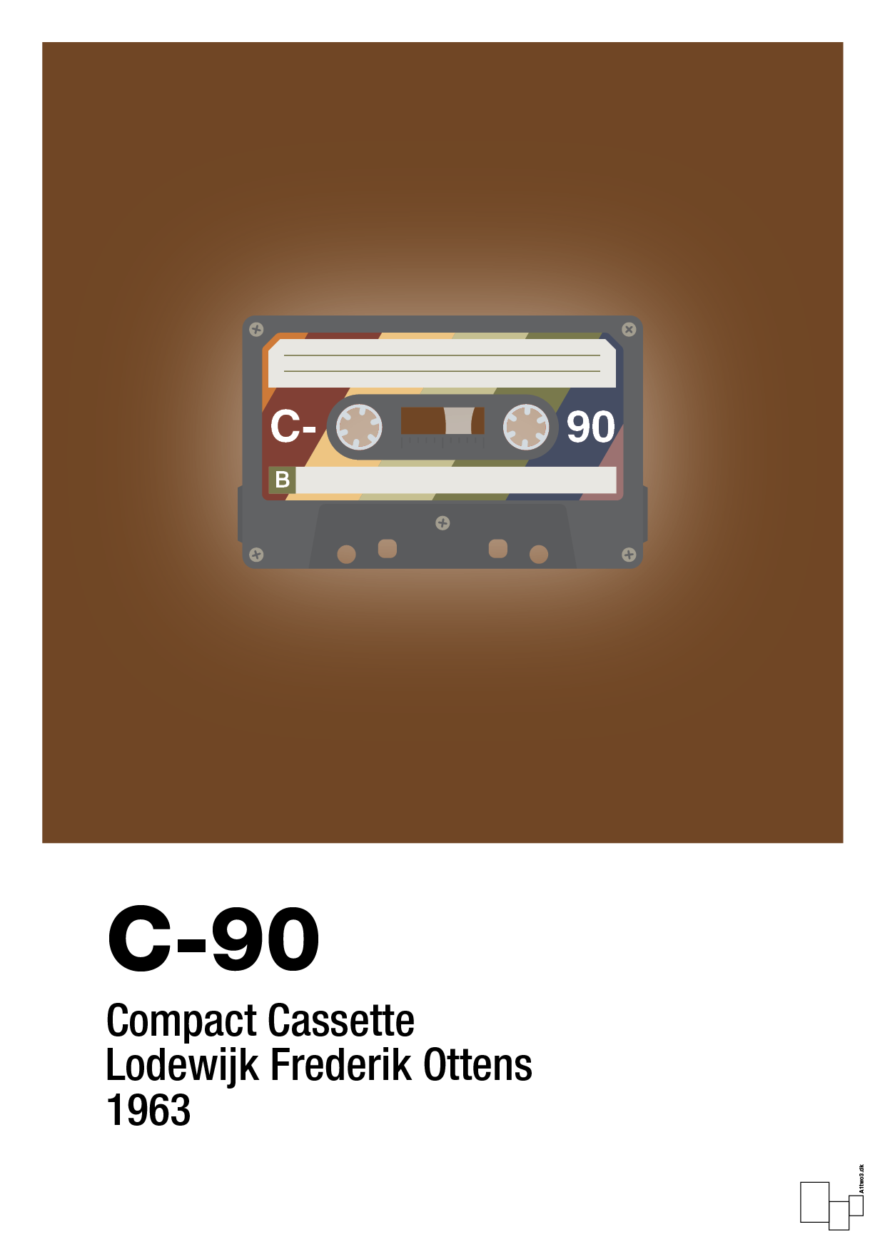 plakat: kassettebånd c-90 - dark brown-Retro-A1two3