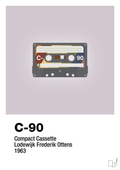 plakat: kassettebånd c-90 - dusty lilac-Retro-A1two3
