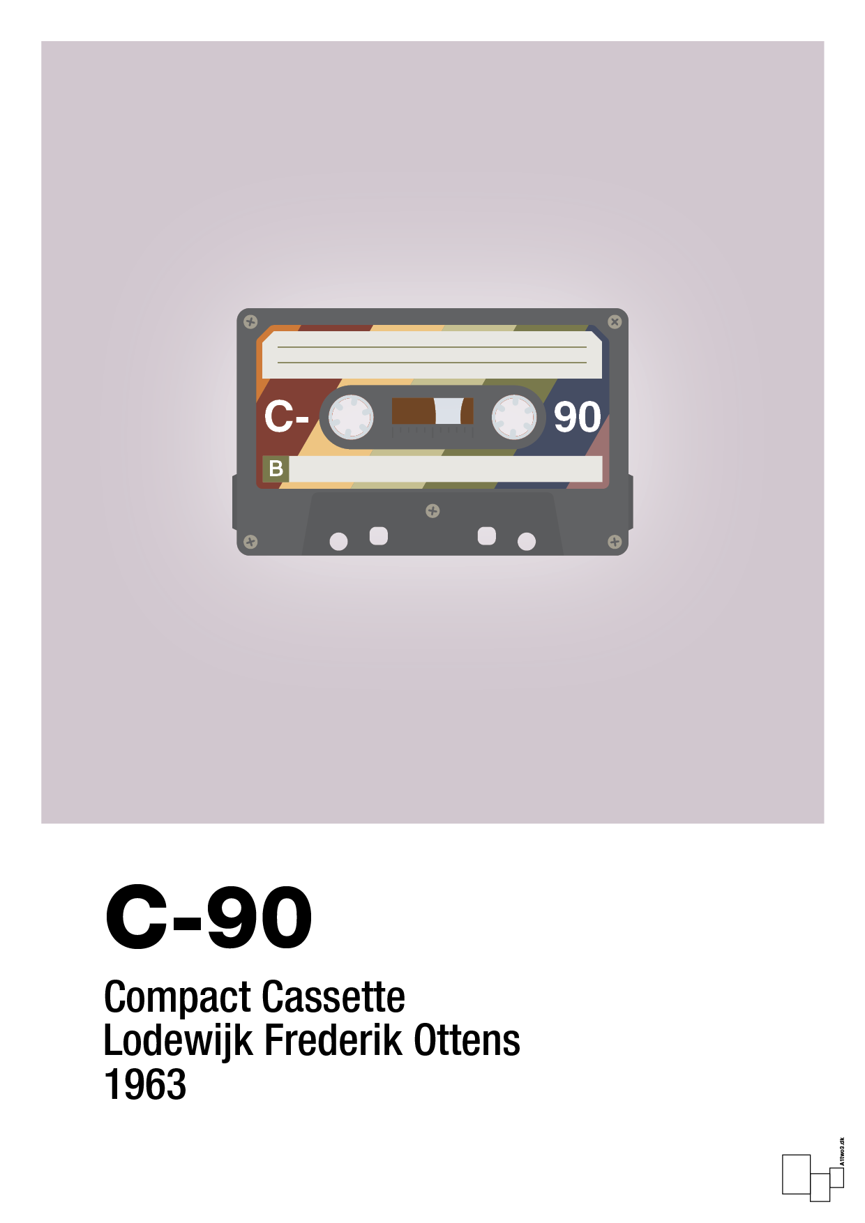 plakat: kassettebånd c-90 - dusty lilac-Retro-A1two3