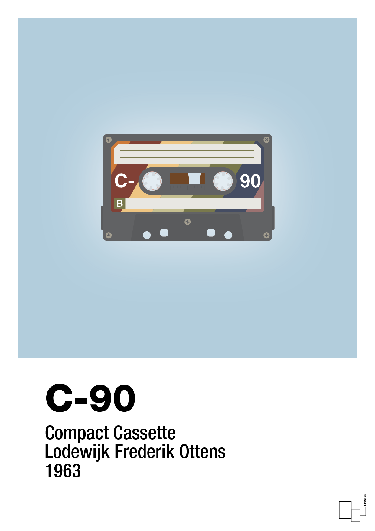 plakat: kassettebånd c-90 - heavenly blue-Retro-A1two3