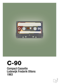 plakat: kassettebånd c-90 - jade-Retro-A1two3