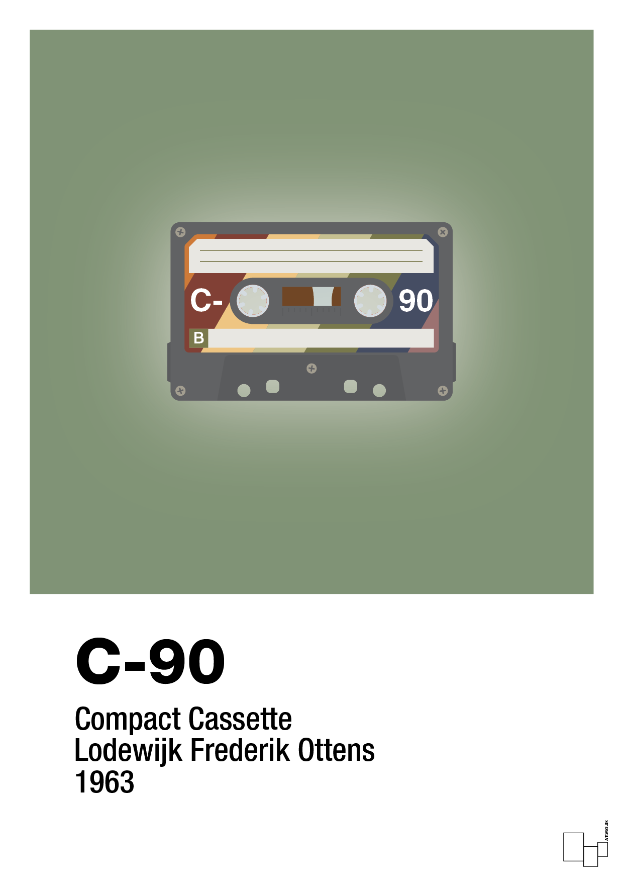 plakat: kassettebånd c-90 - jade-Retro-A1two3