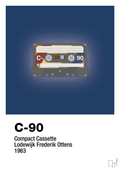 plakat: kassettebånd c-90 - lapis blue-Retro-A1two3