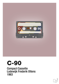 plakat: kassettebånd c-90 - light rose-Retro-A1two3