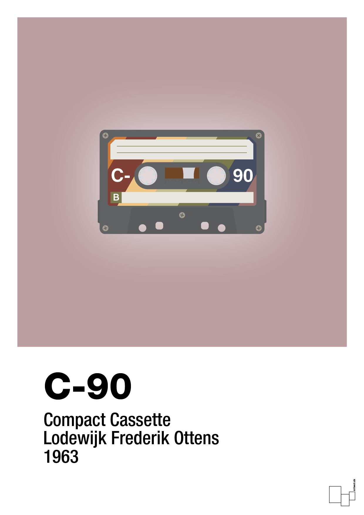 plakat: kassettebånd c-90 - light rose-Retro-A1two3