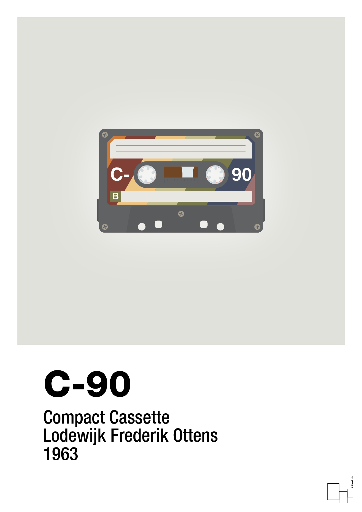 plakat: kassettebånd c-90 - painters white-Retro-A1two3