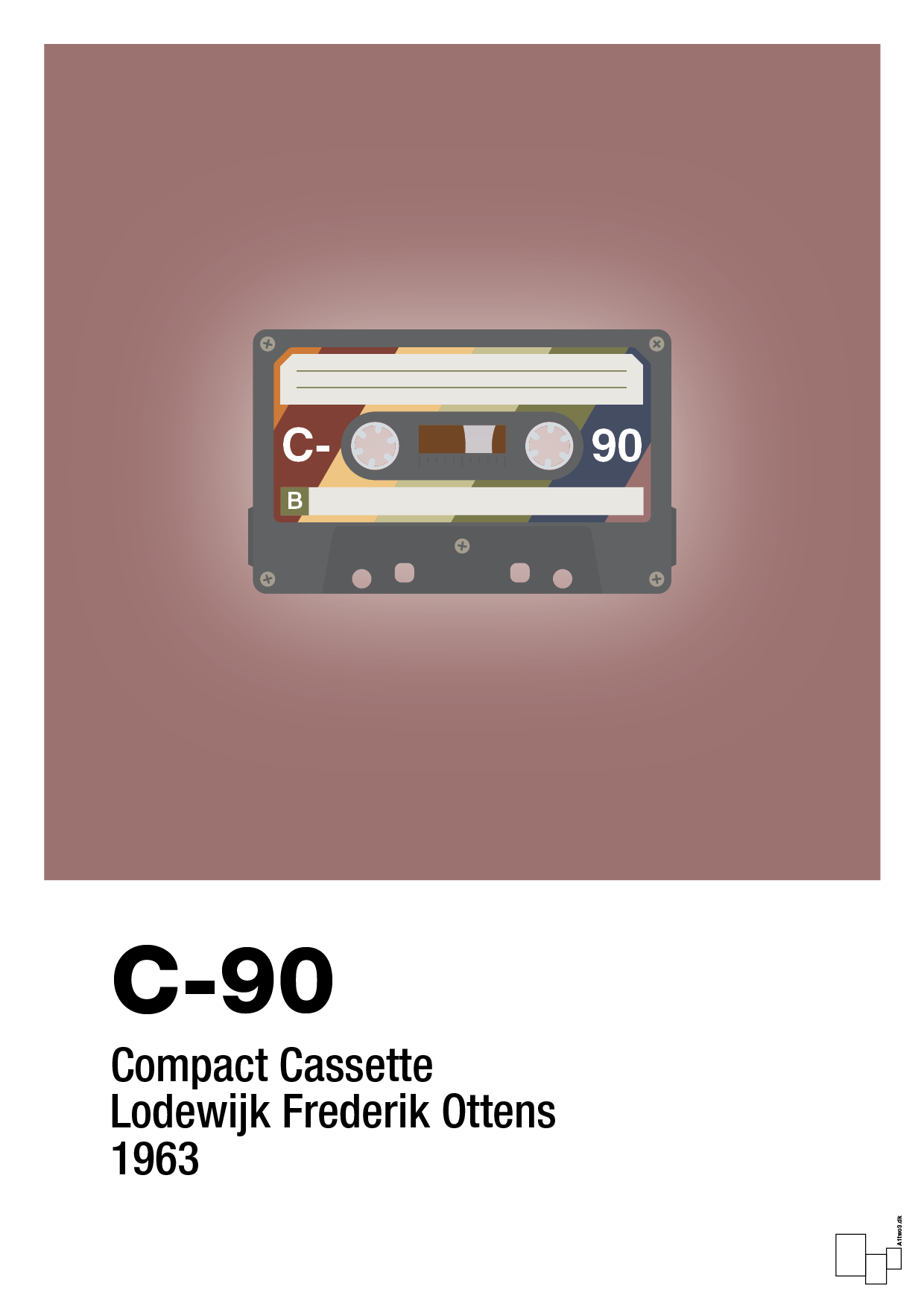 plakat: kassettebånd c-90 - plum-Retro-A1two3