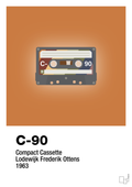plakat: kassettebånd c-90 - rumba orange-Retro-A1two3