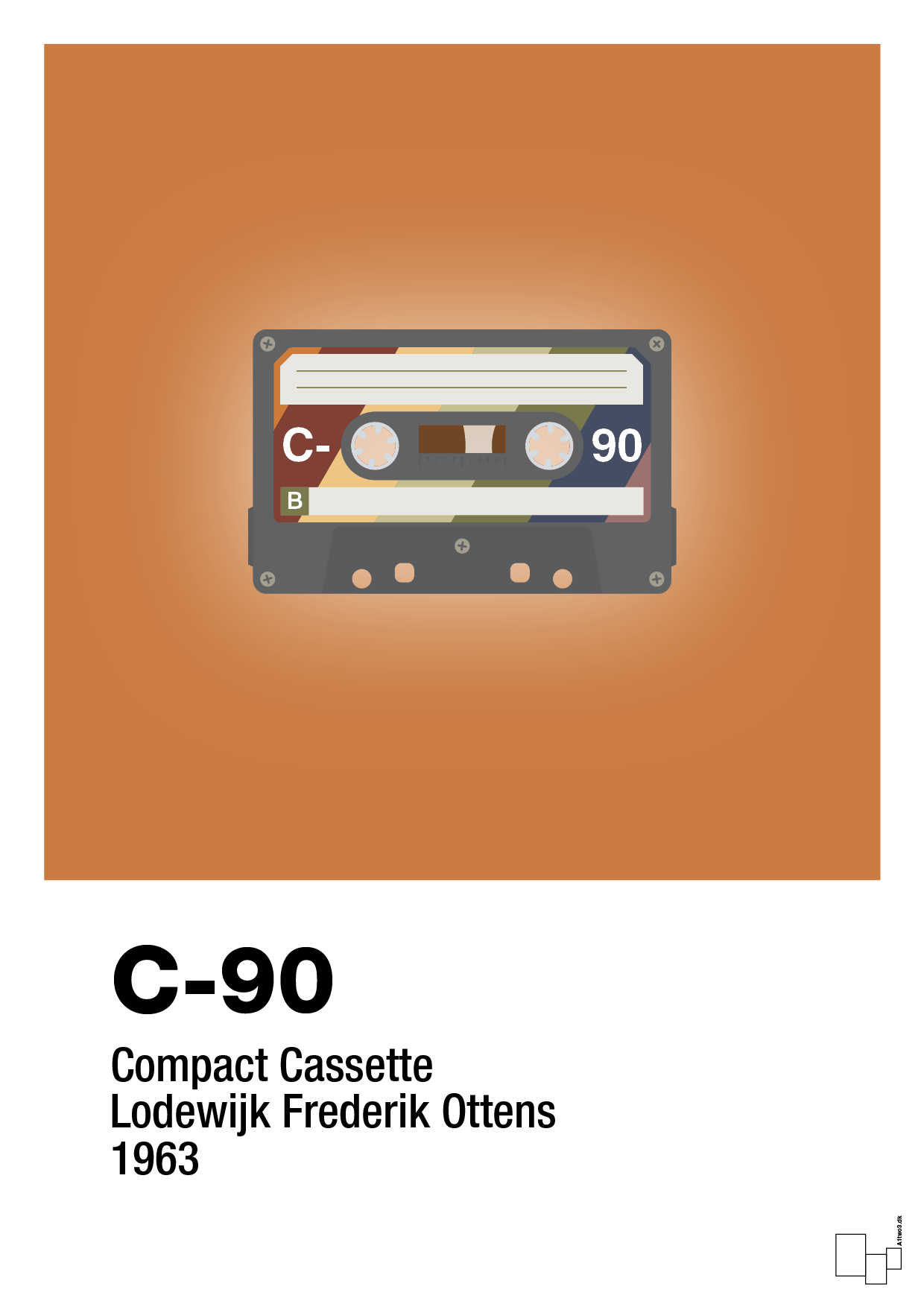 plakat: kassettebånd c-90 - rumba orange-Retro-A1two3