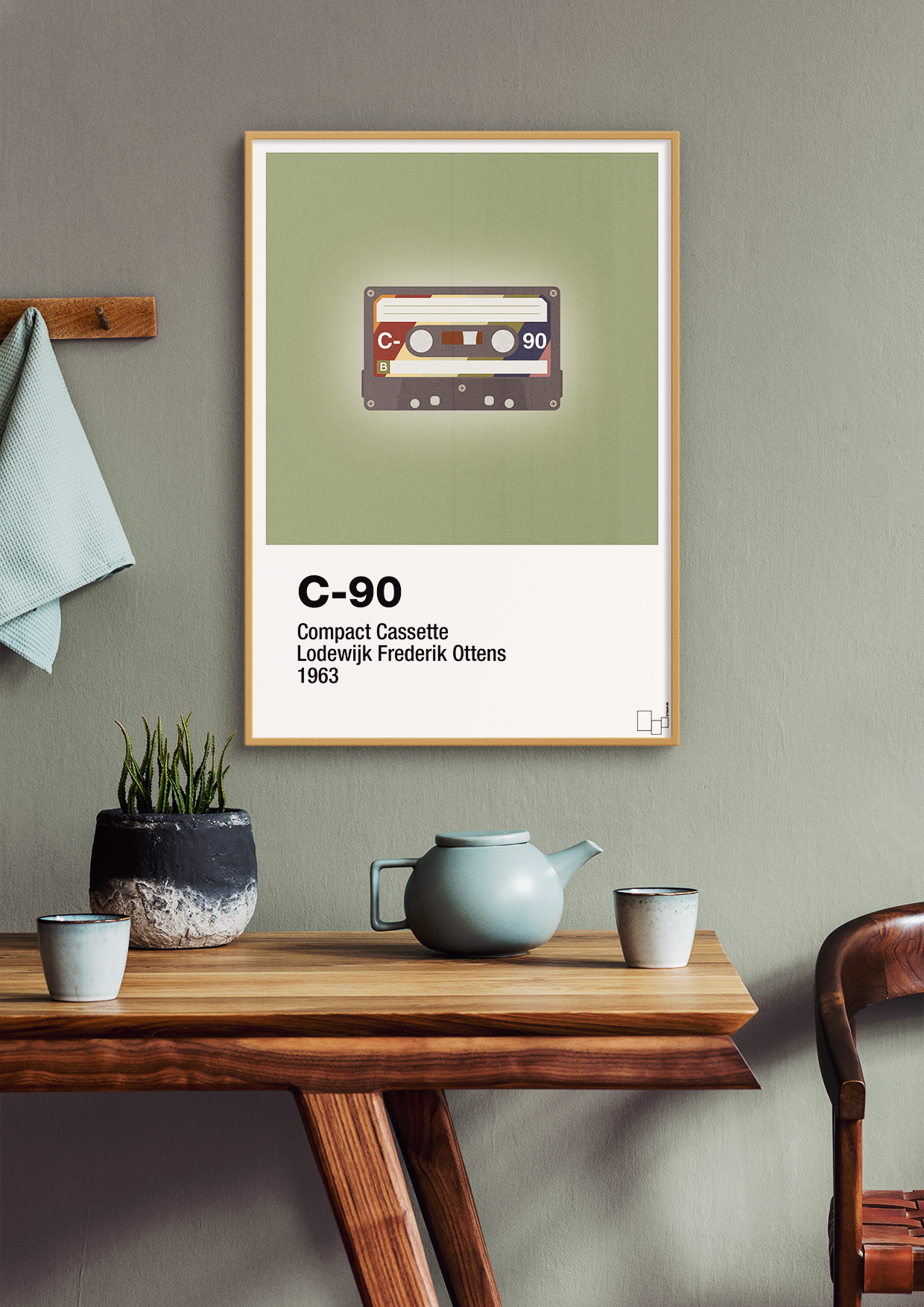 plakat: kassettebånd c-90 - graphic charcoal-Retro-A1two3