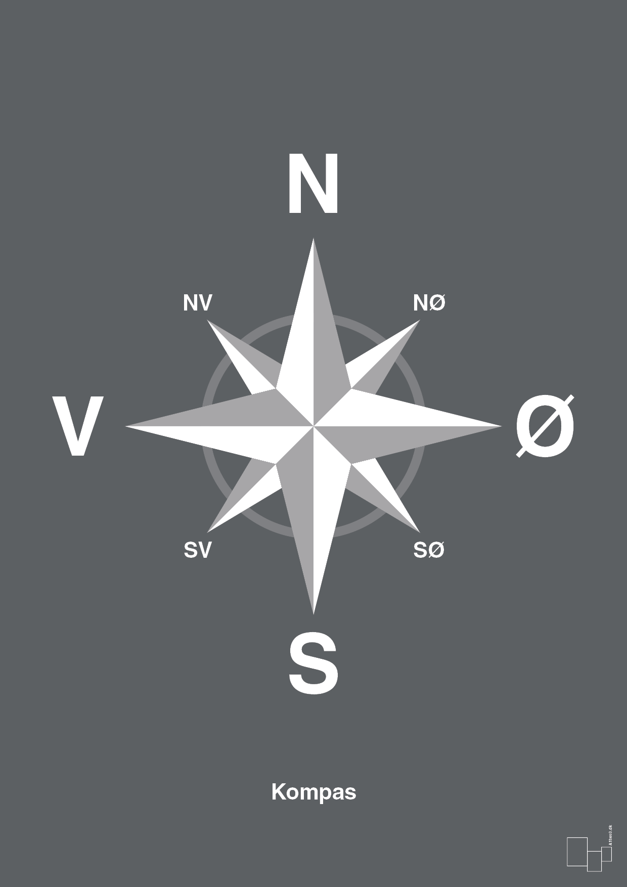 plakat: kompas - graphic charcoal-Kompas-A1two3