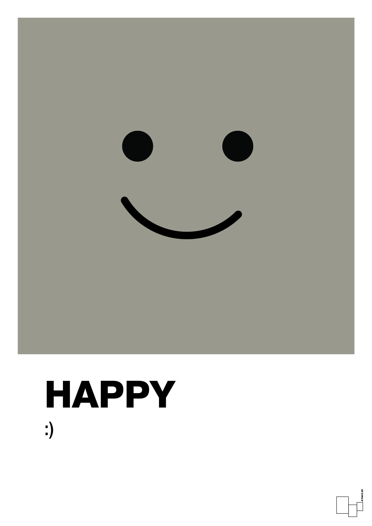 plakat: happy smiley - battleship gray-Smiley-A1two3