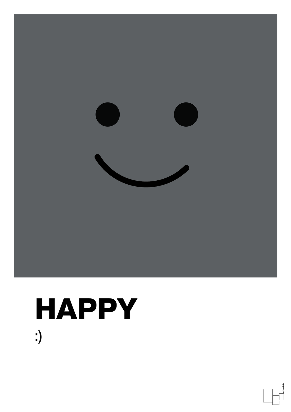 plakat: happy smiley - graphic charcoal-Smiley-A1two3