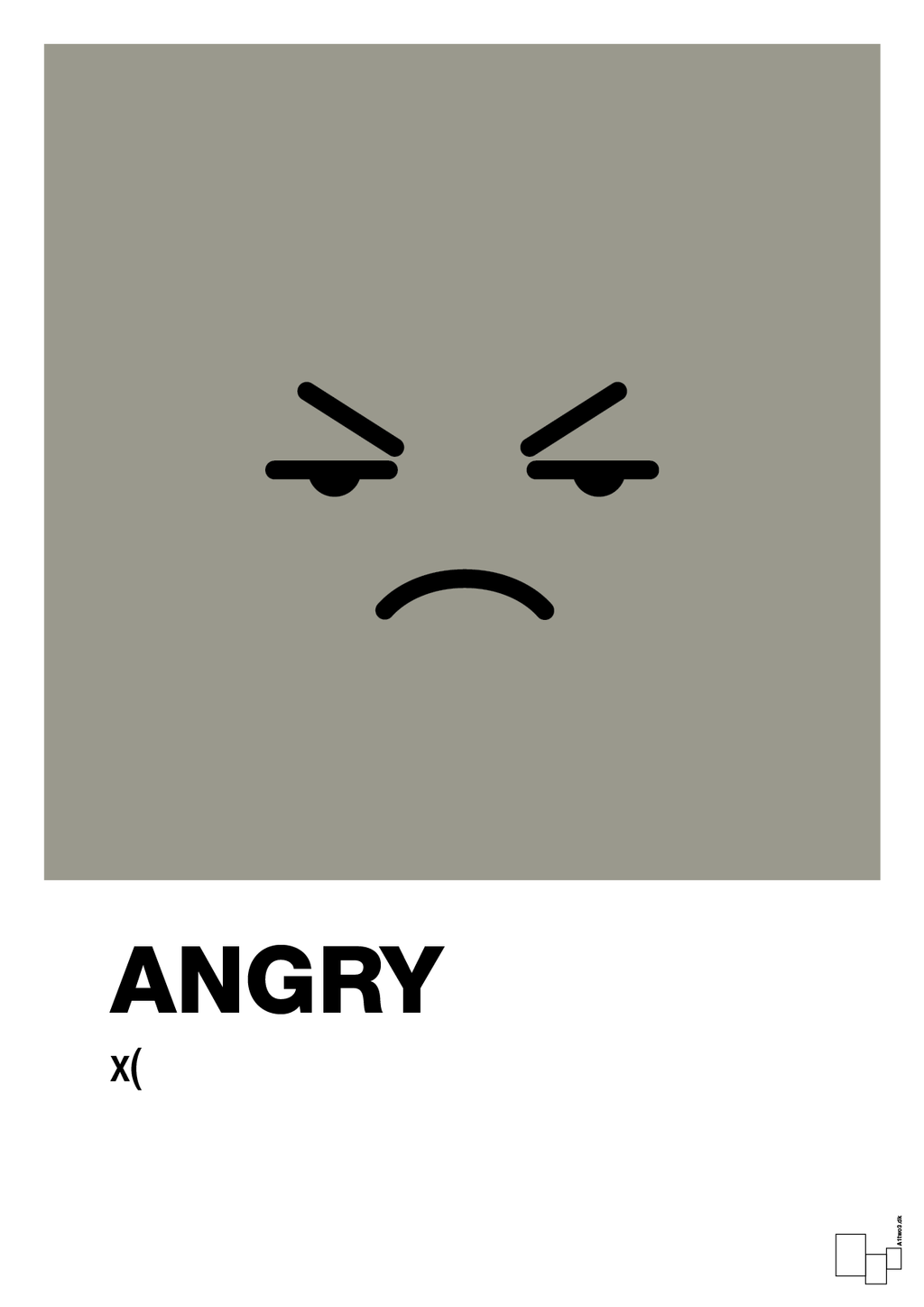 plakat: angry smiley - battleship gray-Smiley-A1two3