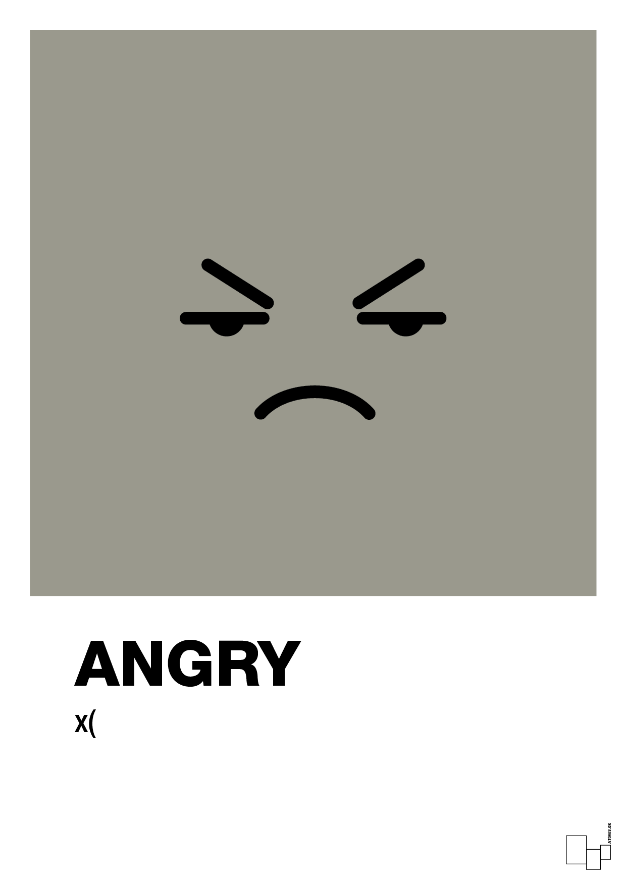 plakat: angry smiley - battleship gray-Smiley-A1two3