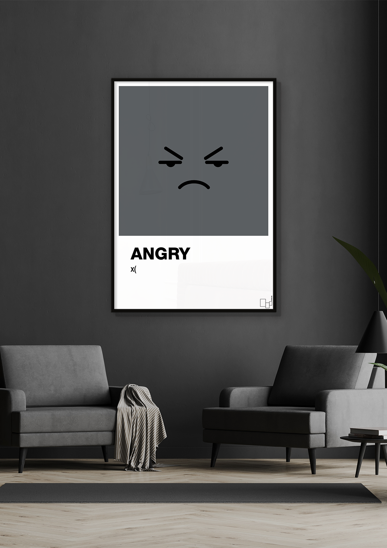 plakat: angry smiley - graphic charcoal-Smiley-A1two3