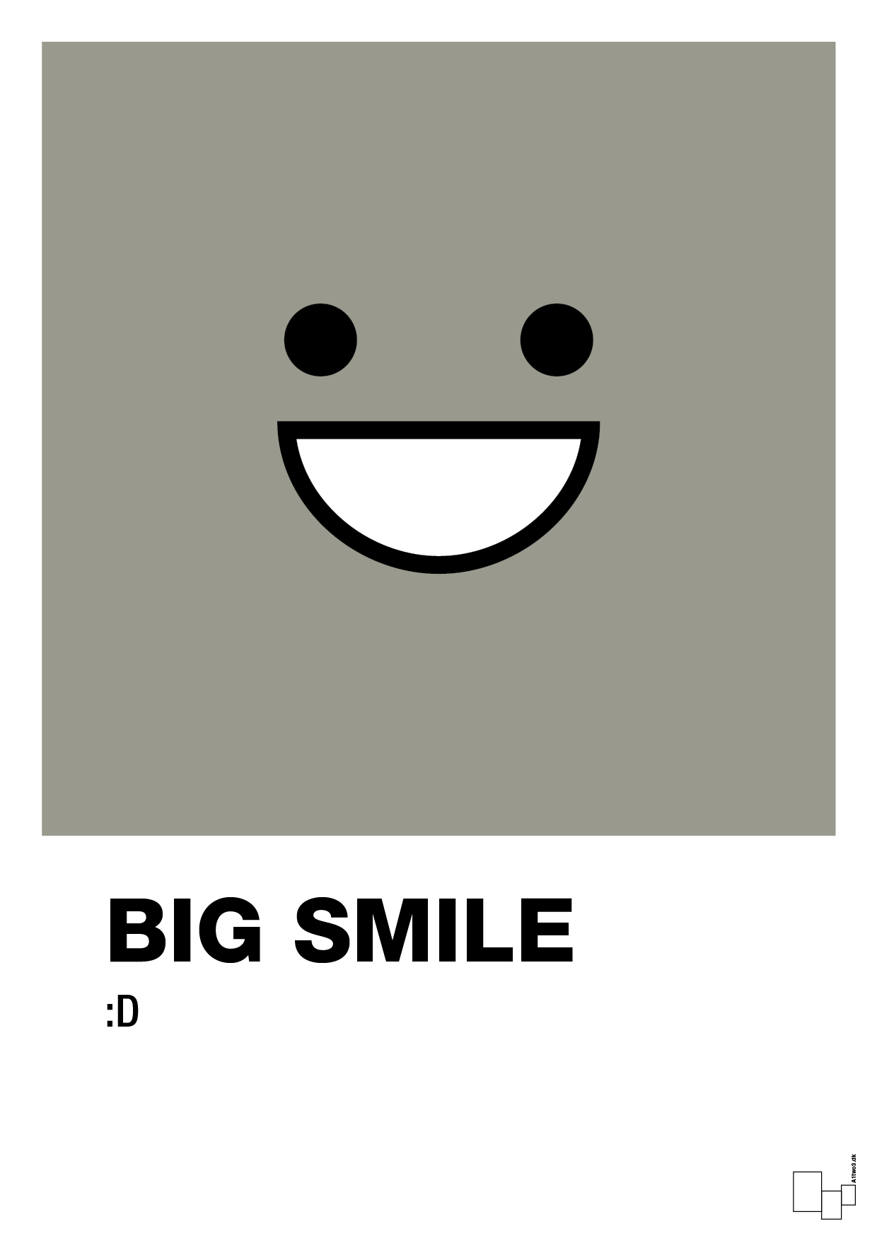plakat: big smile smiley - battleship gray-Smiley-A1two3