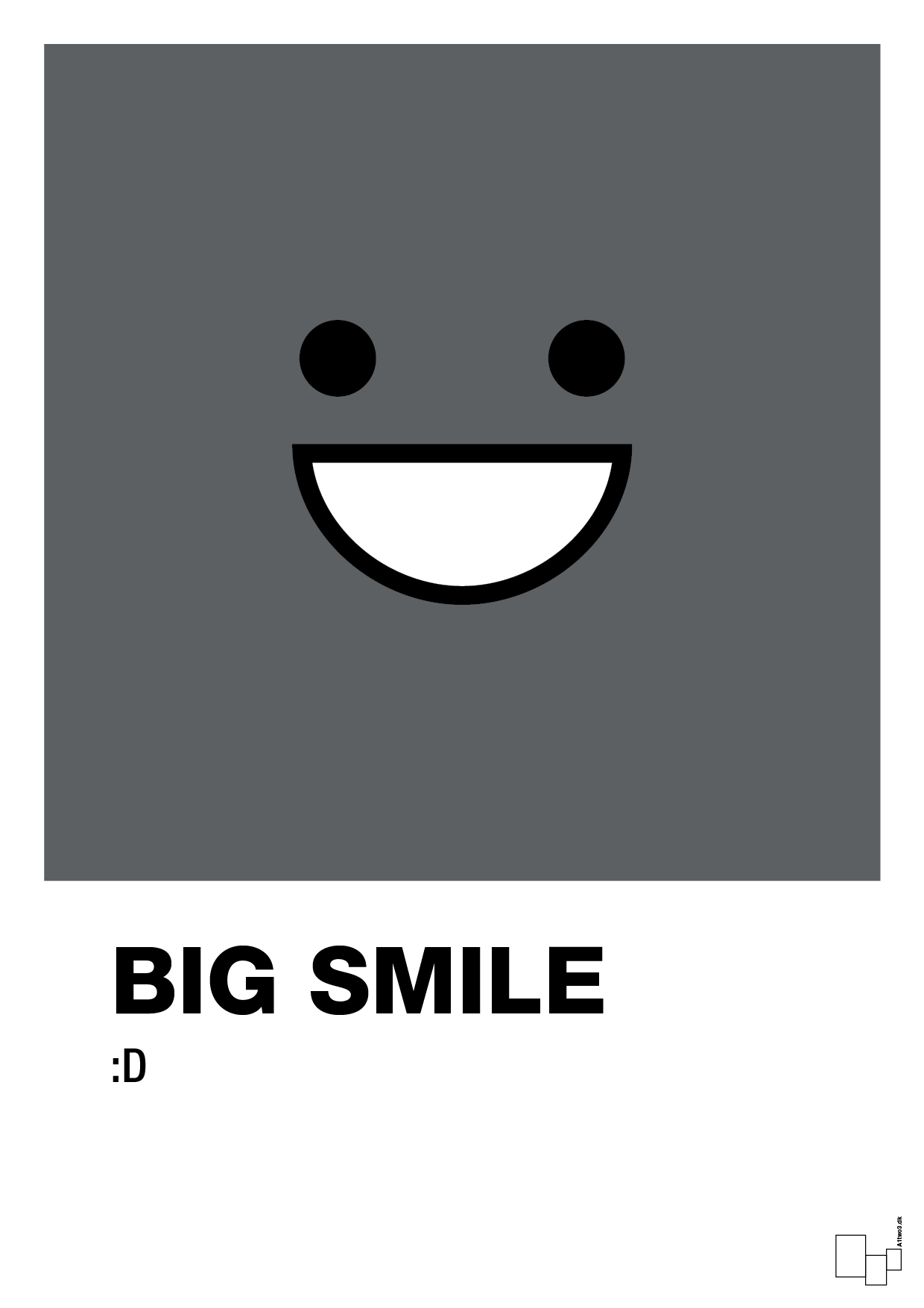 plakat: big smile smiley - graphic charcoal-Smiley-A1two3