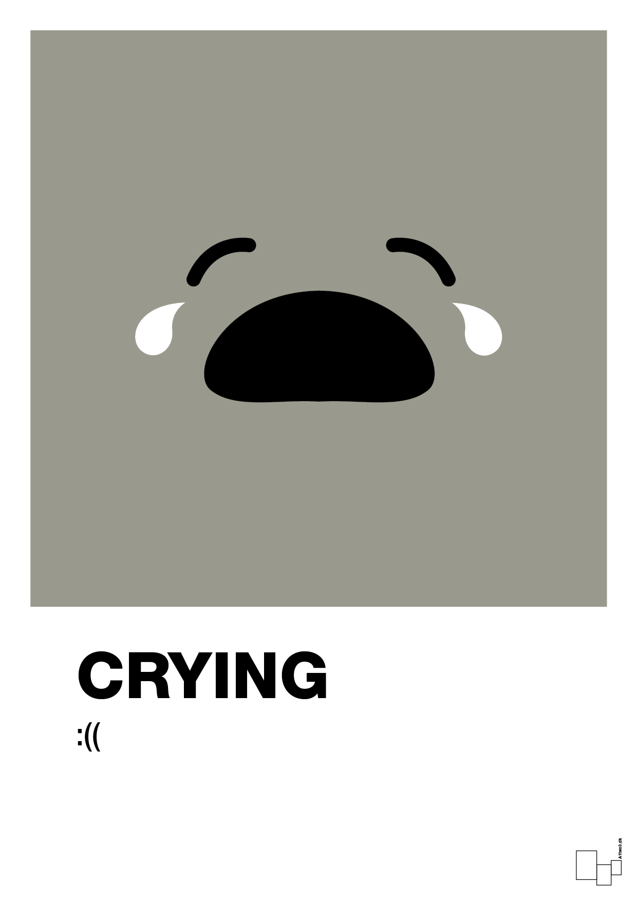 plakat: crying smiley - battleship gray-Smiley-A1two3
