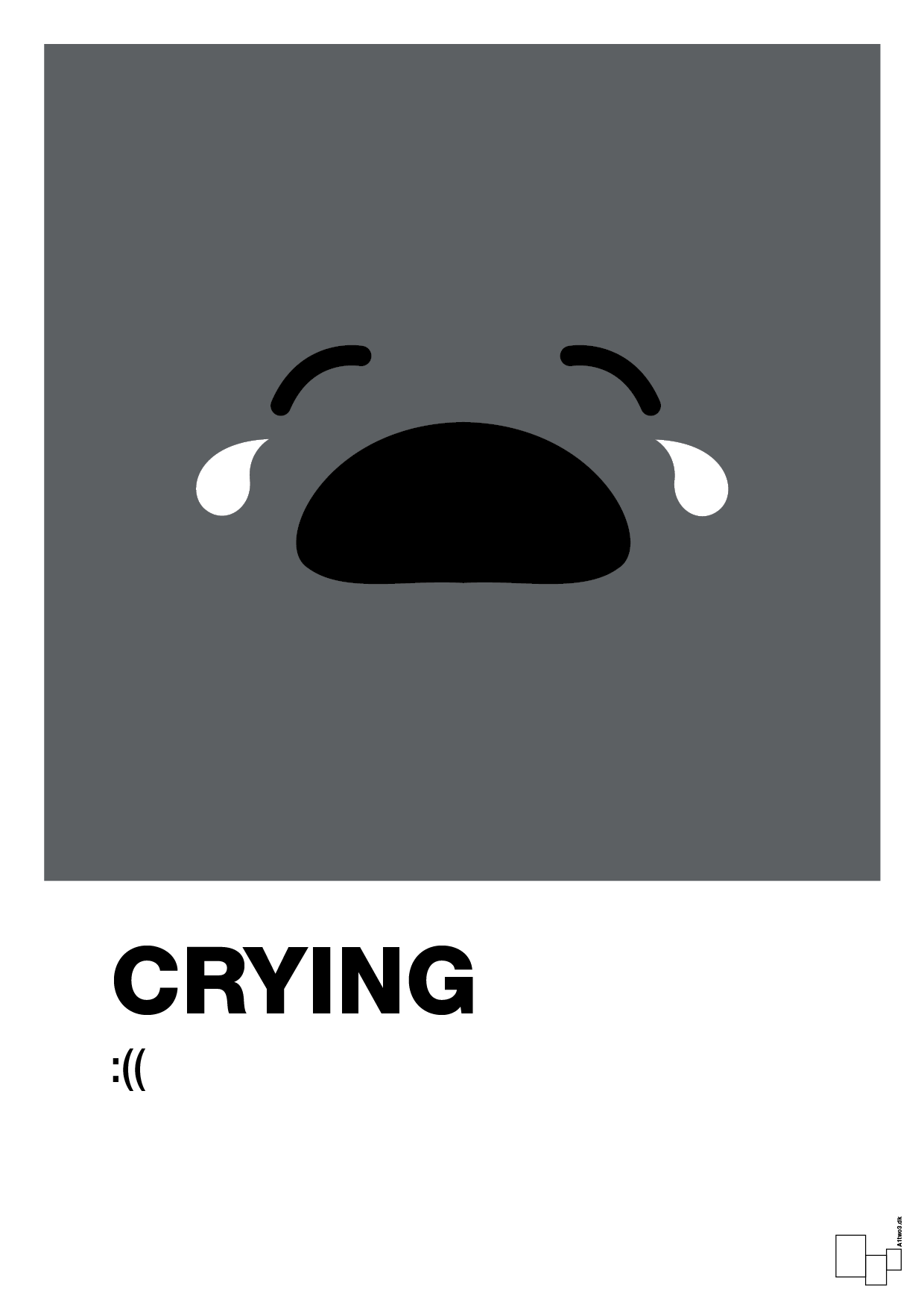 plakat: crying smiley - graphic charcoal-Smiley-A1two3
