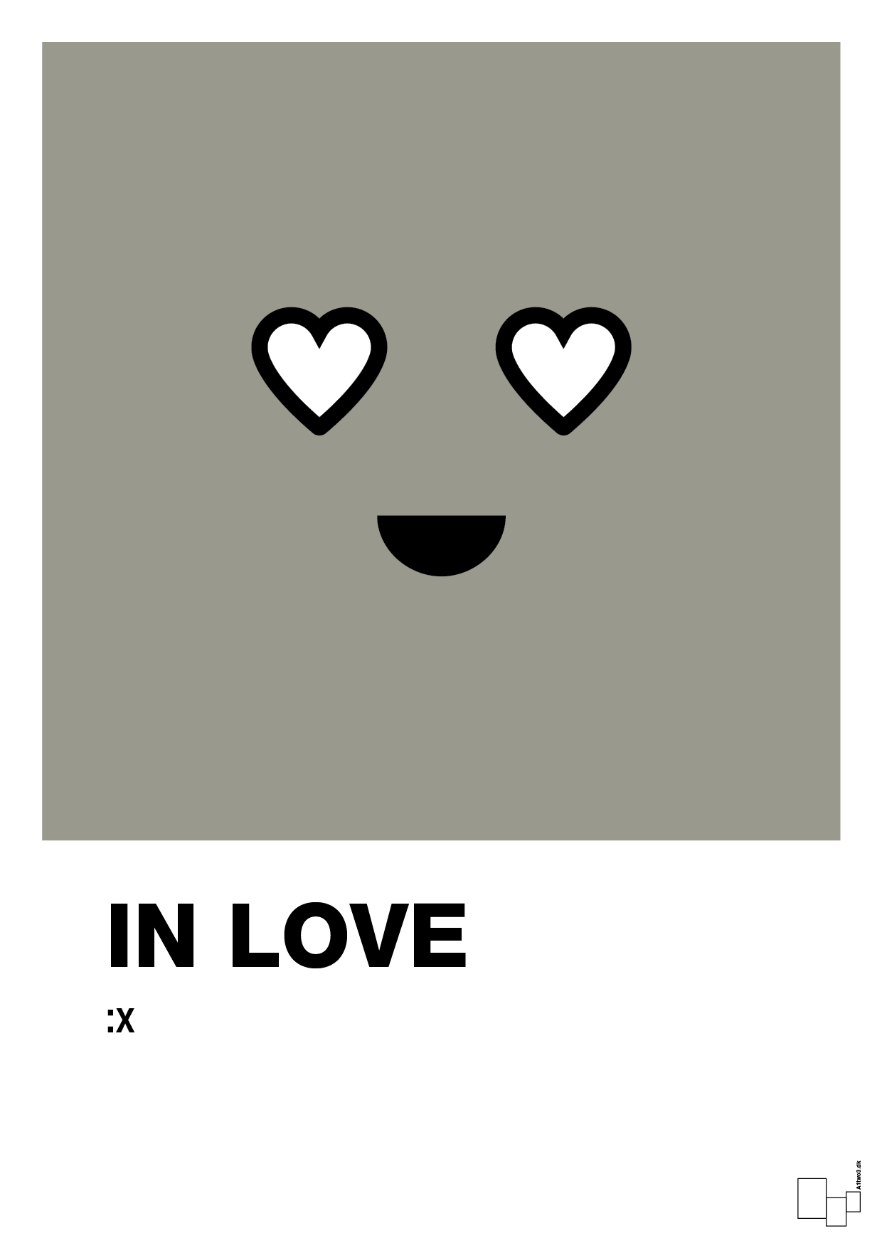 plakat: in love smiley - battleship gray-Smiley-A1two3