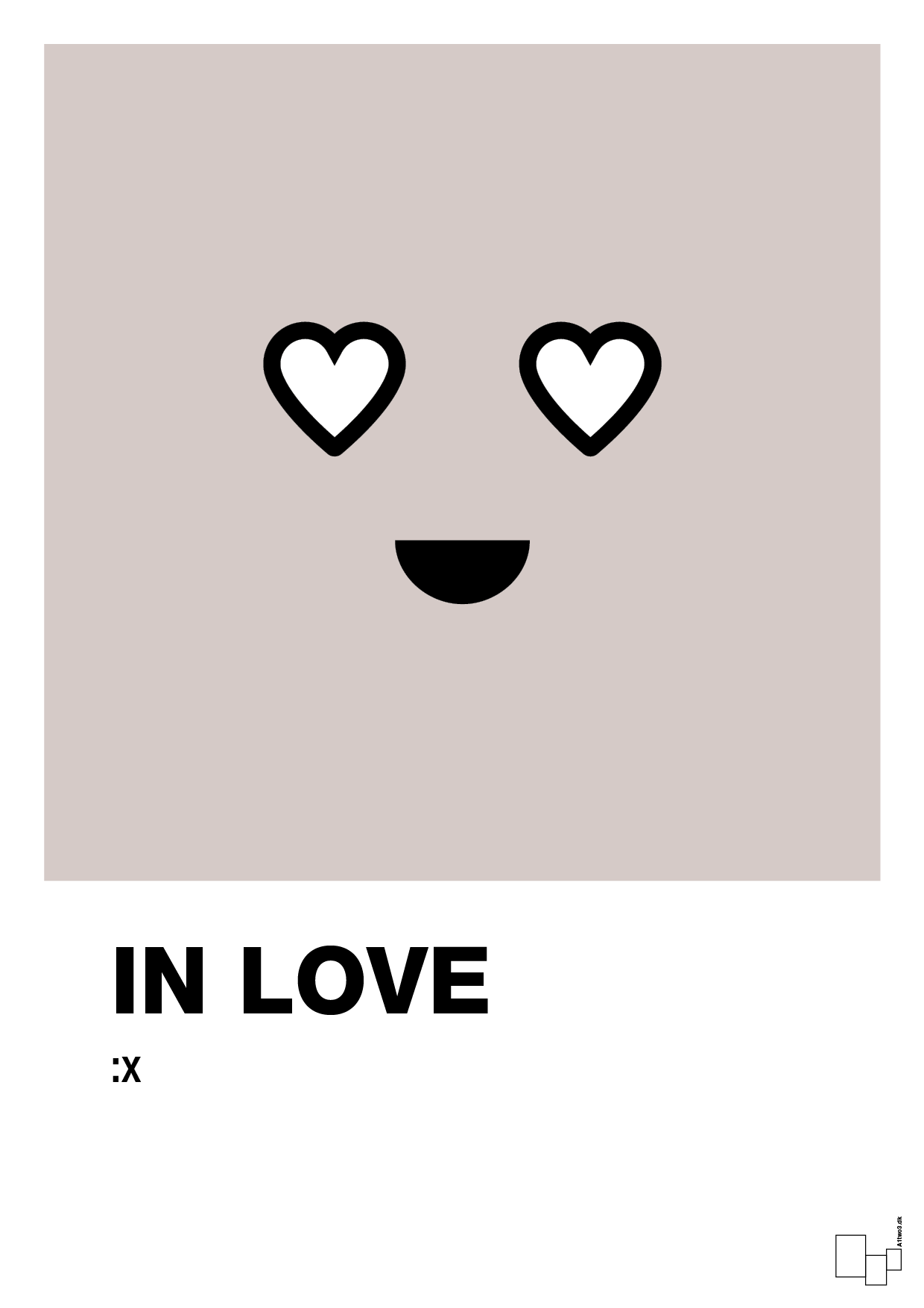 plakat: in love smiley - broken beige-Smiley-A1two3