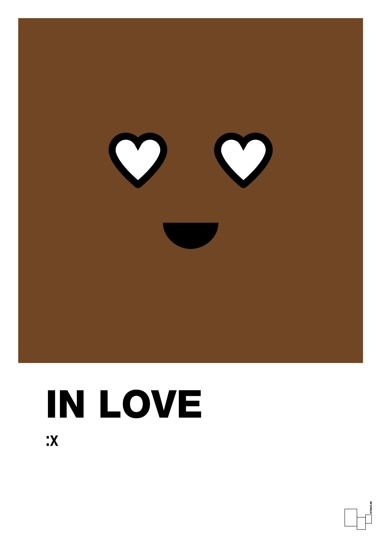 plakat: in love smiley - dark brown-Smiley-A1two3