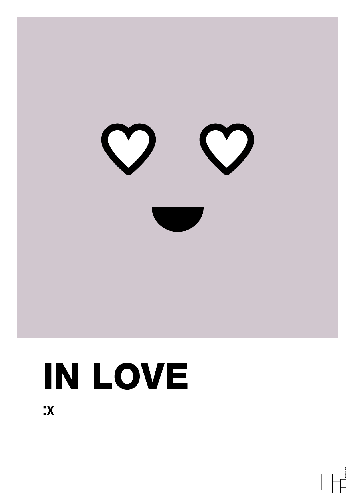 plakat: in love smiley - dusty lilac-Smiley-A1two3