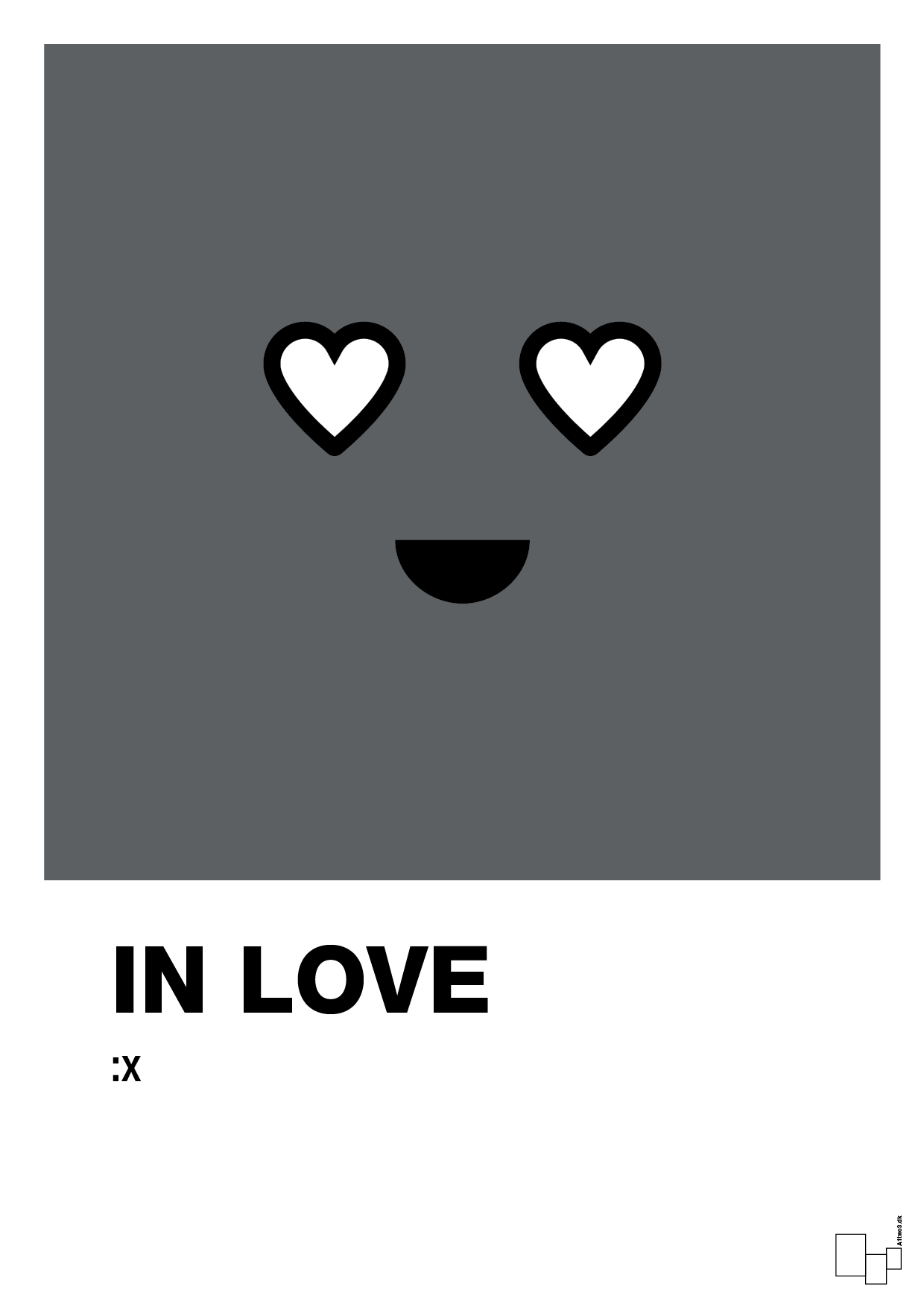 plakat: in love smiley - graphic charcoal-Smiley-A1two3