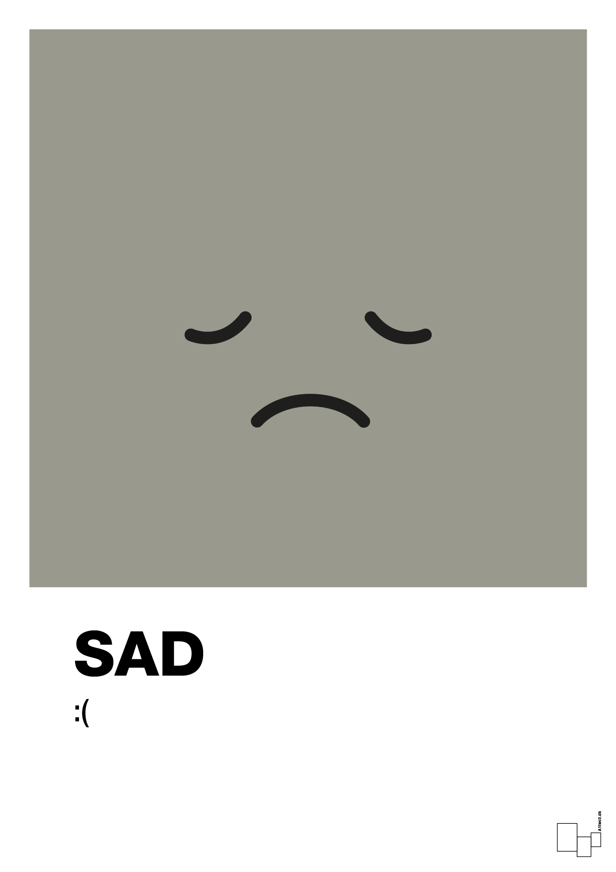 plakat: sad smiley - battleship gray-Smiley-A1two3