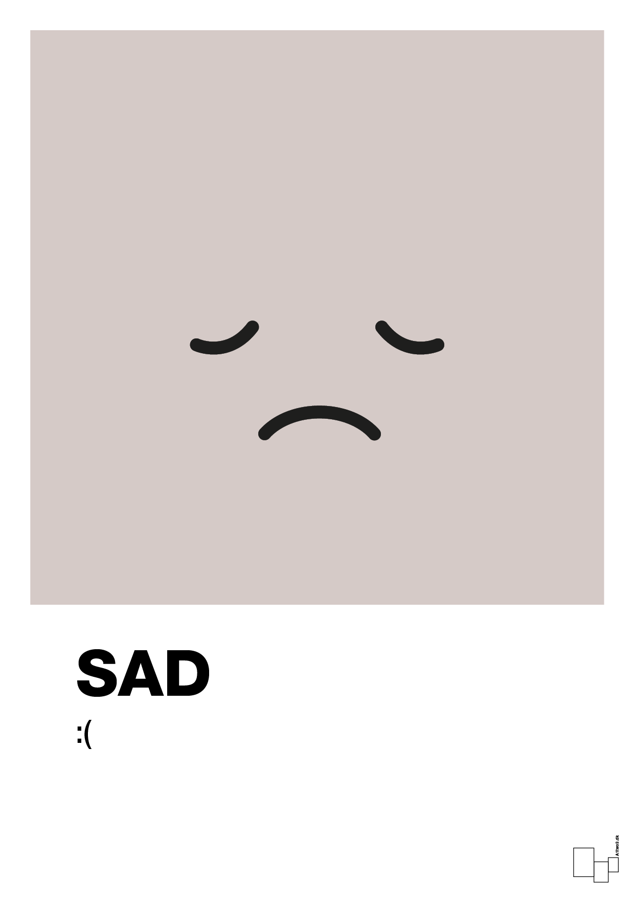 plakat: sad smiley - broken beige-Smiley-A1two3