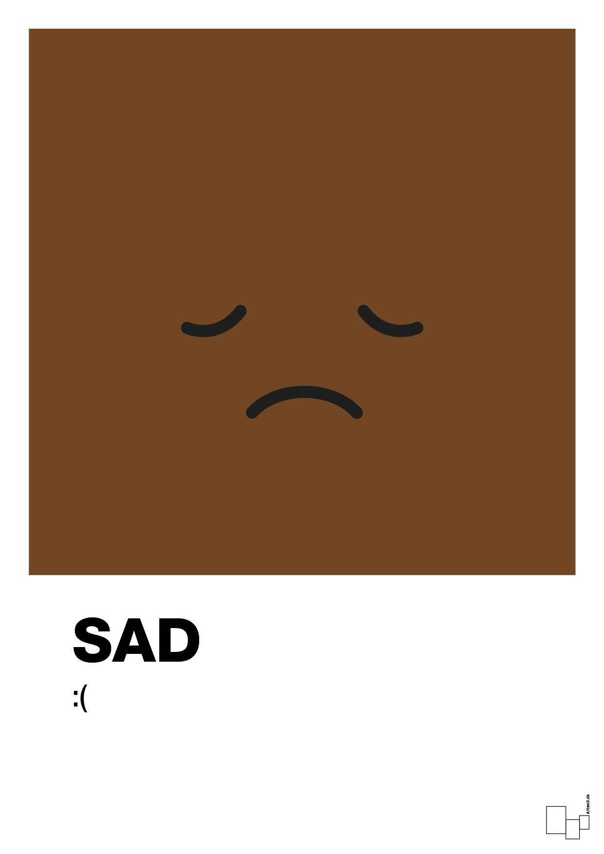 plakat: sad smiley - dark brown-Smiley-A1two3
