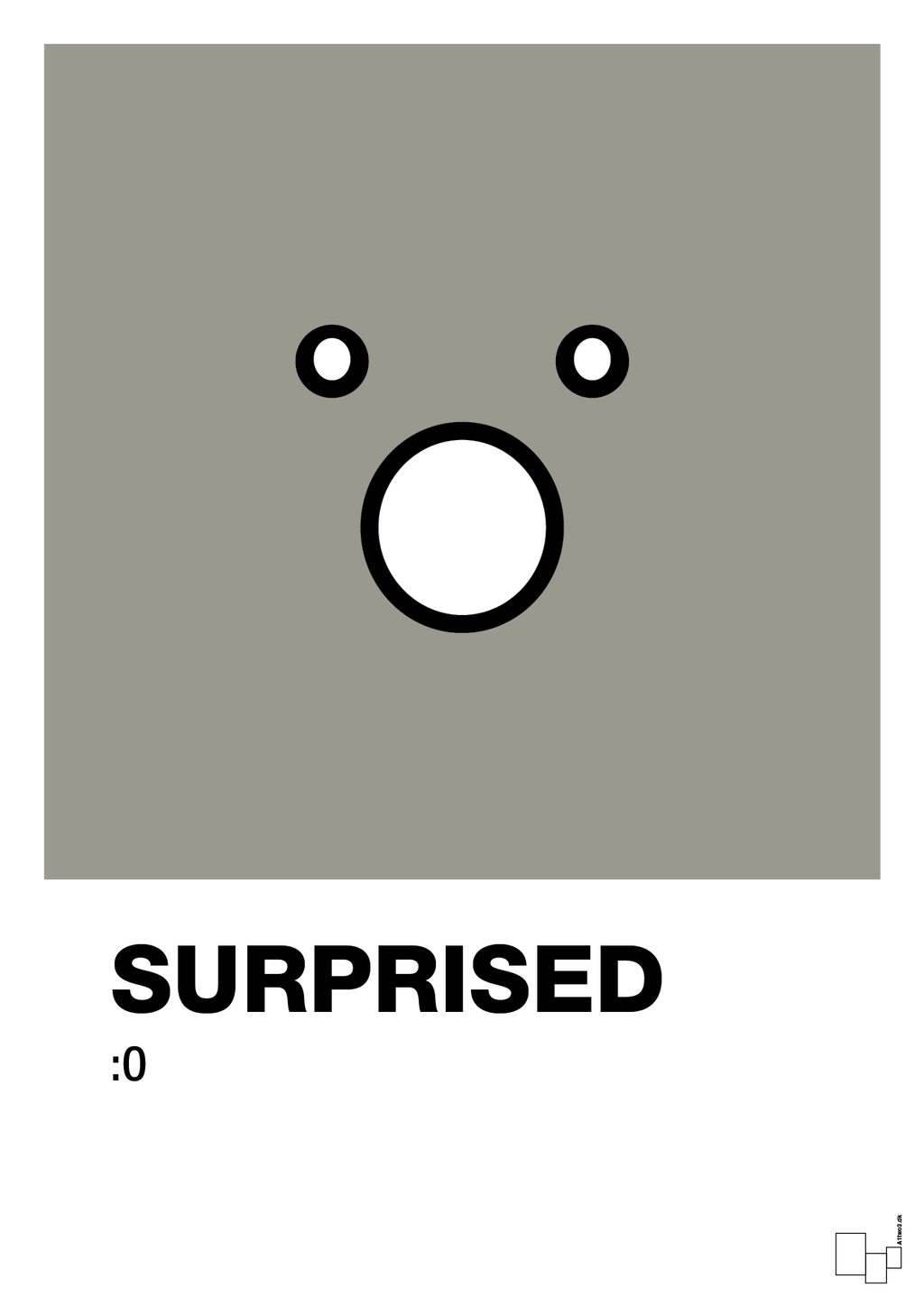 plakat: surprised smiley - battleship gray-Smiley-A1two3