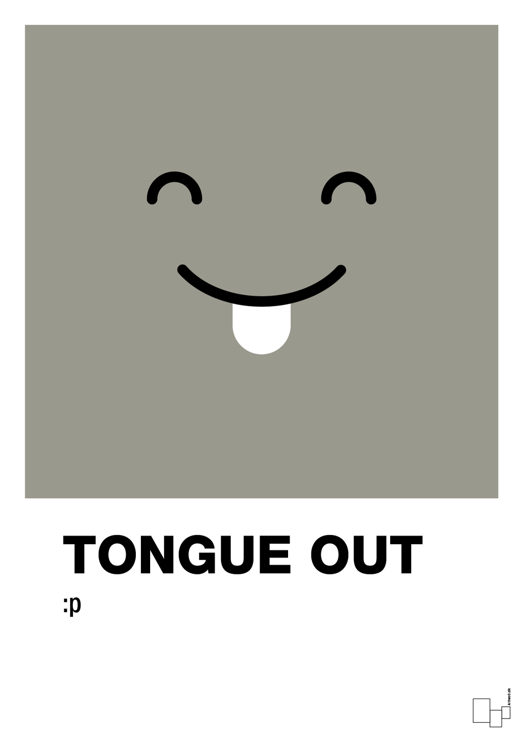 plakat: tongue out smiley - battleship gray-Smiley-A1two3
