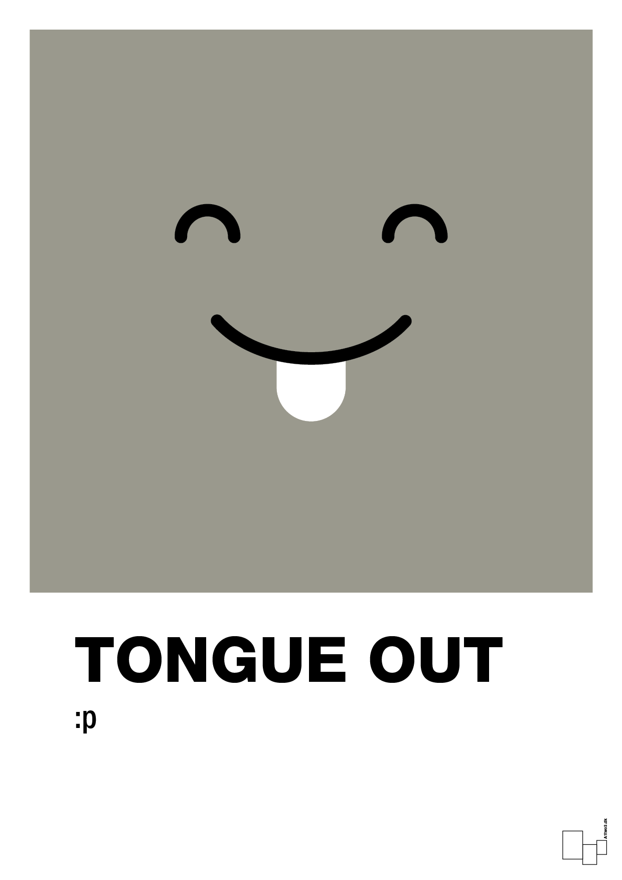 plakat: tongue out smiley - battleship gray-Smiley-A1two3