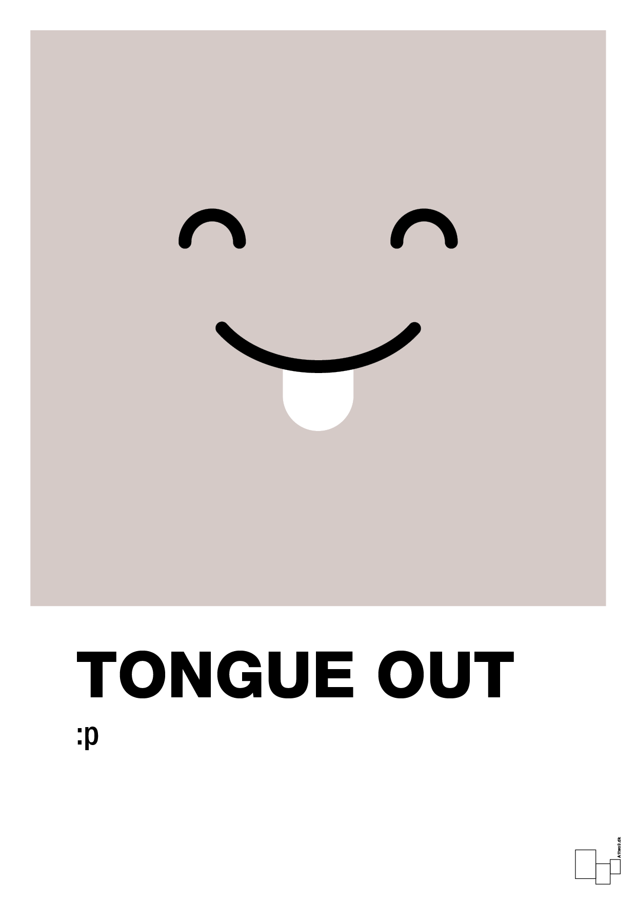 plakat: tongue out smiley - broken beige-Smiley-A1two3