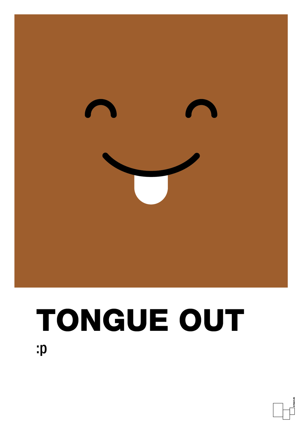 plakat: tongue out smiley - cognac-Smiley-A1two3