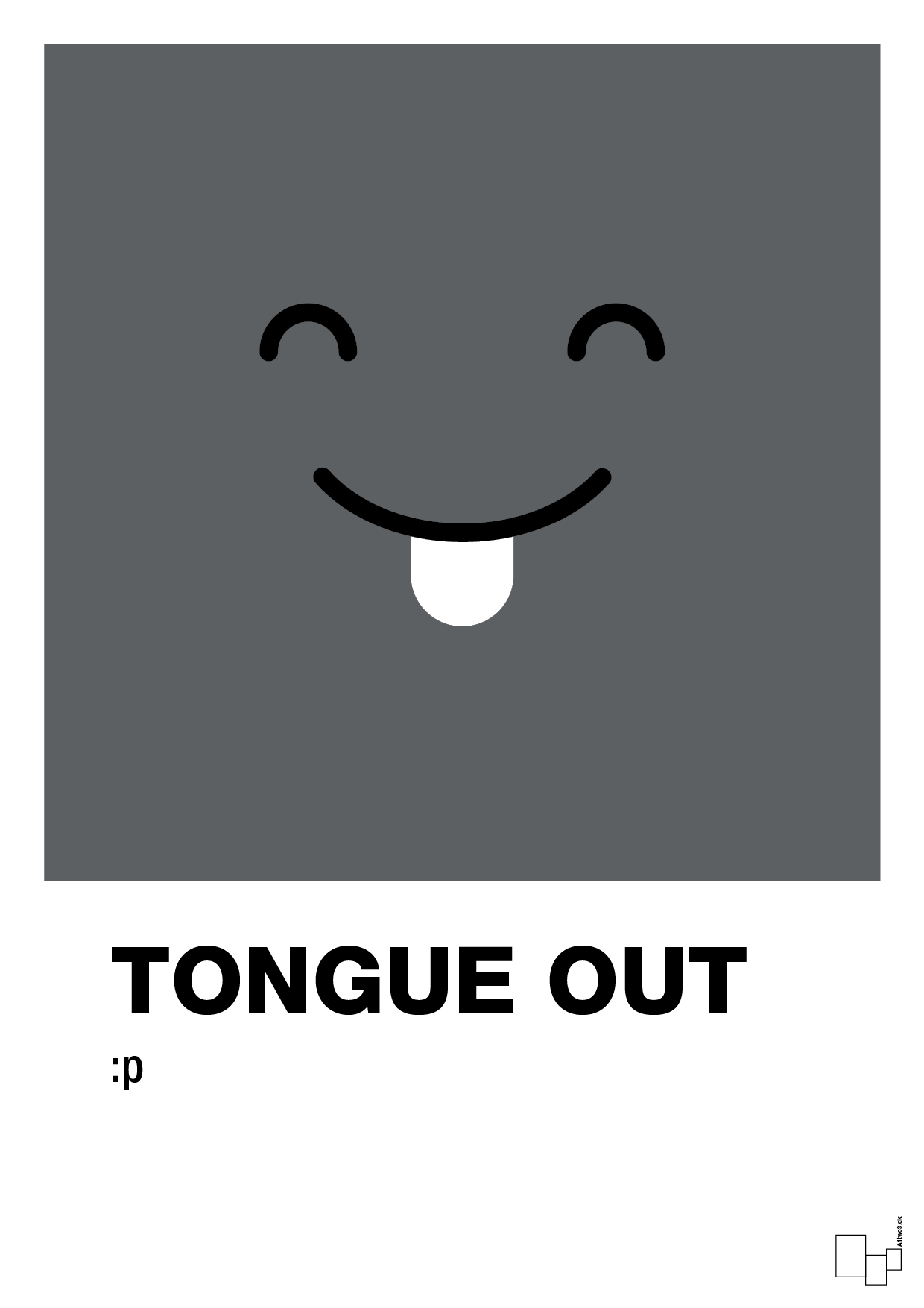 plakat: tongue out smiley - graphic charcoal-Smiley-A1two3
