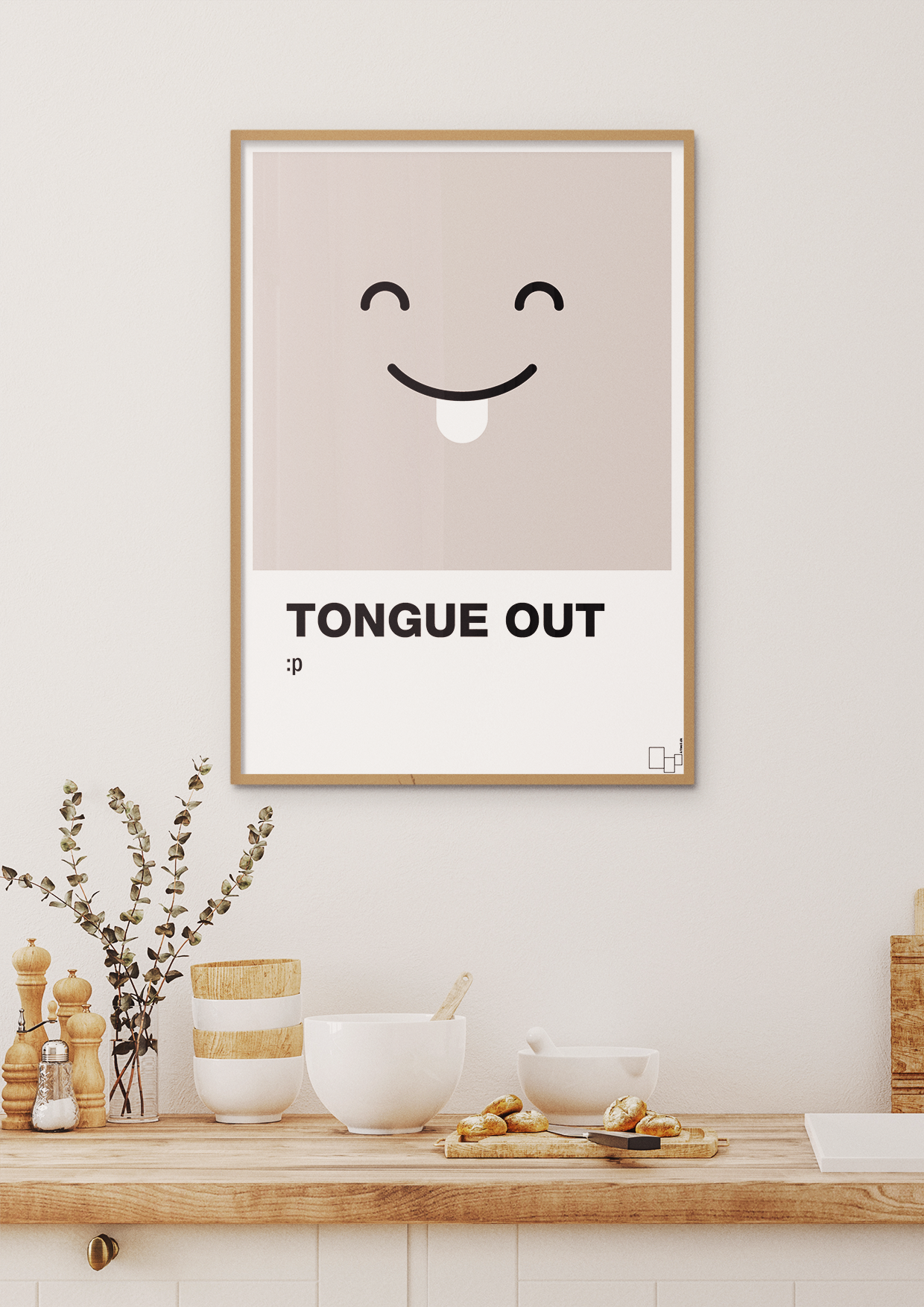 plakat: tongue out smiley - graphic charcoal-Smiley-A1two3