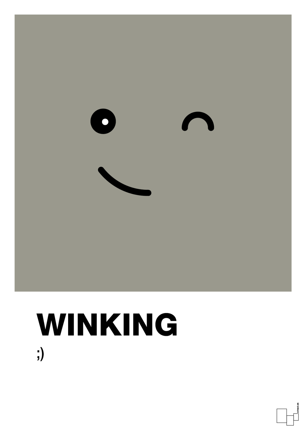 plakat: winking smiley - battleship gray-Smiley-A1two3