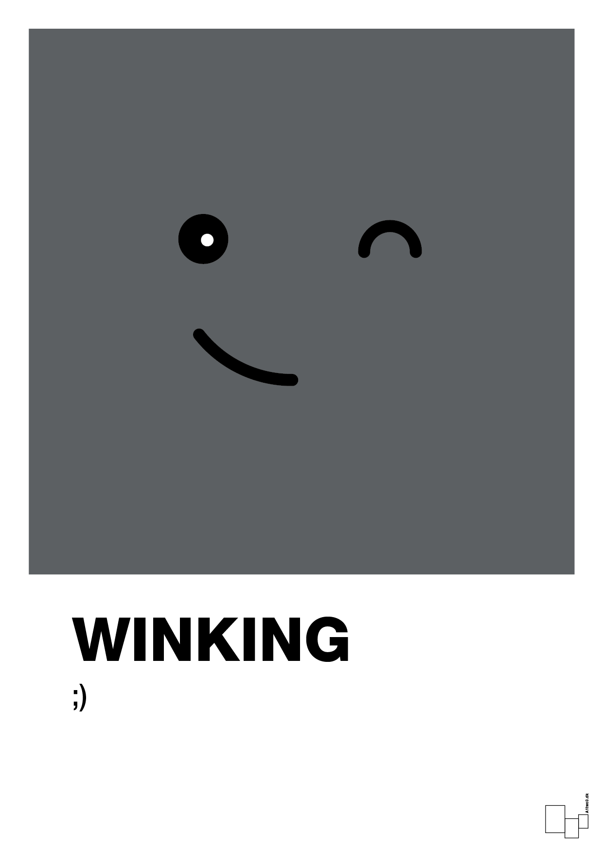 plakat: winking smiley - graphic charcoal-Smiley-A1two3