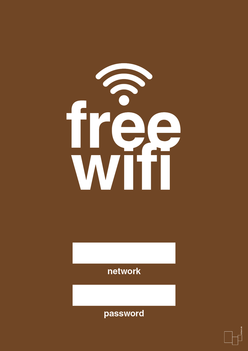 plakat: free wifi - dark brown-Gaming-A1two3