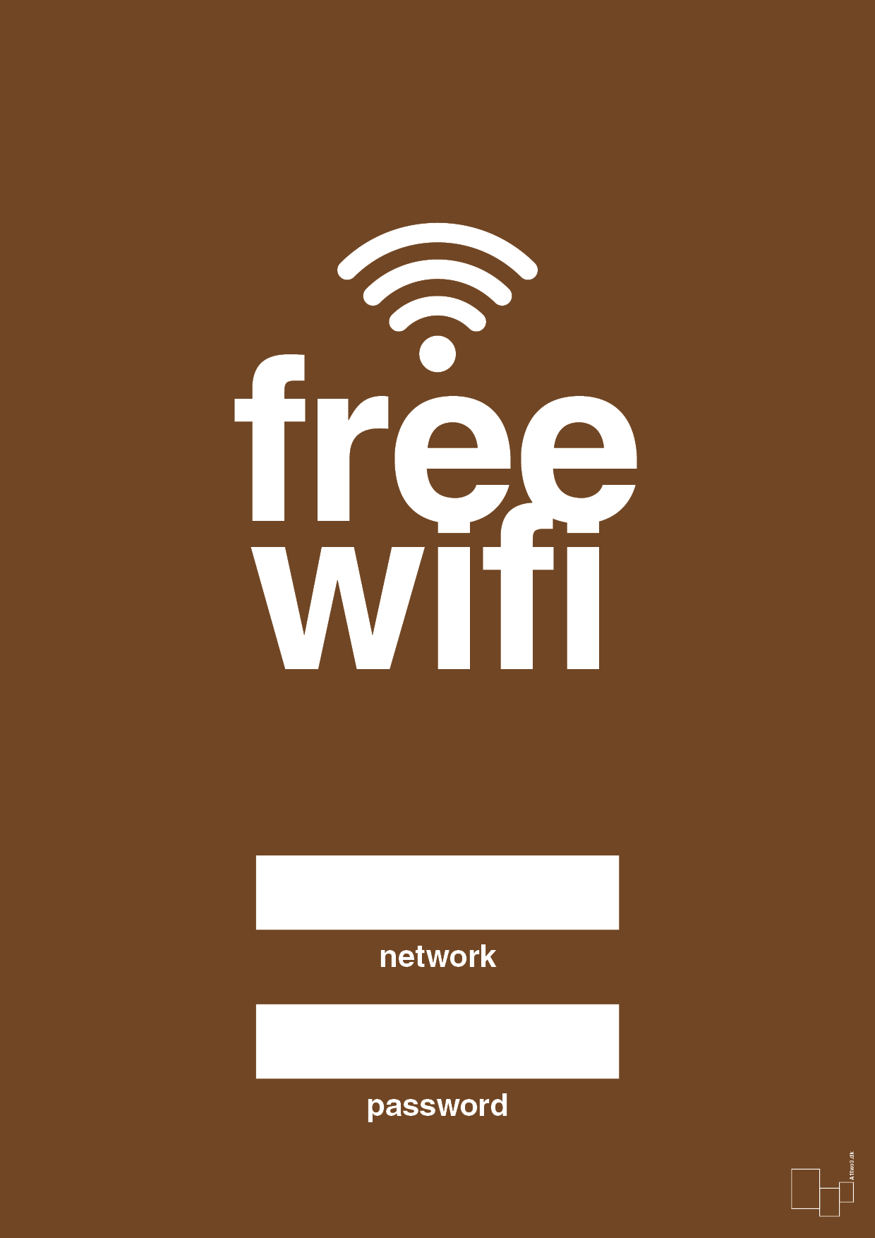 plakat: free wifi - dark brown-Gaming-A1two3