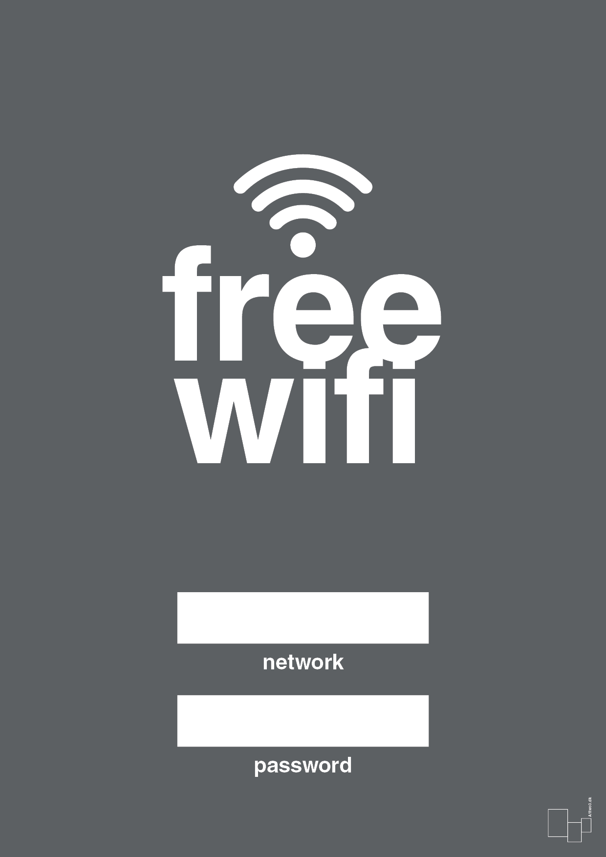 plakat: free wifi - graphic charcoal-Gaming-A1two3