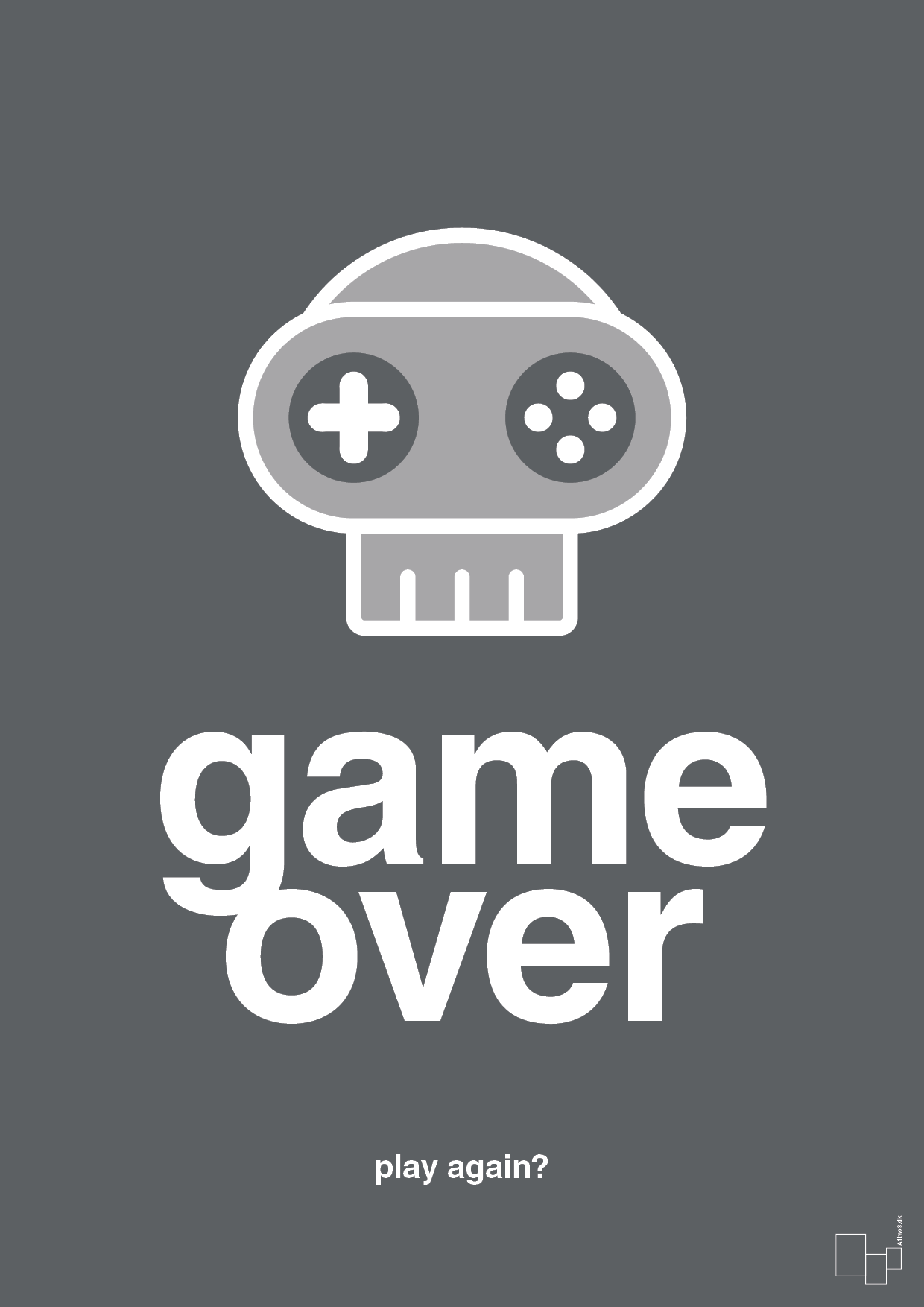 plakat: game over - graphic charcoal-Gaming-A1two3
