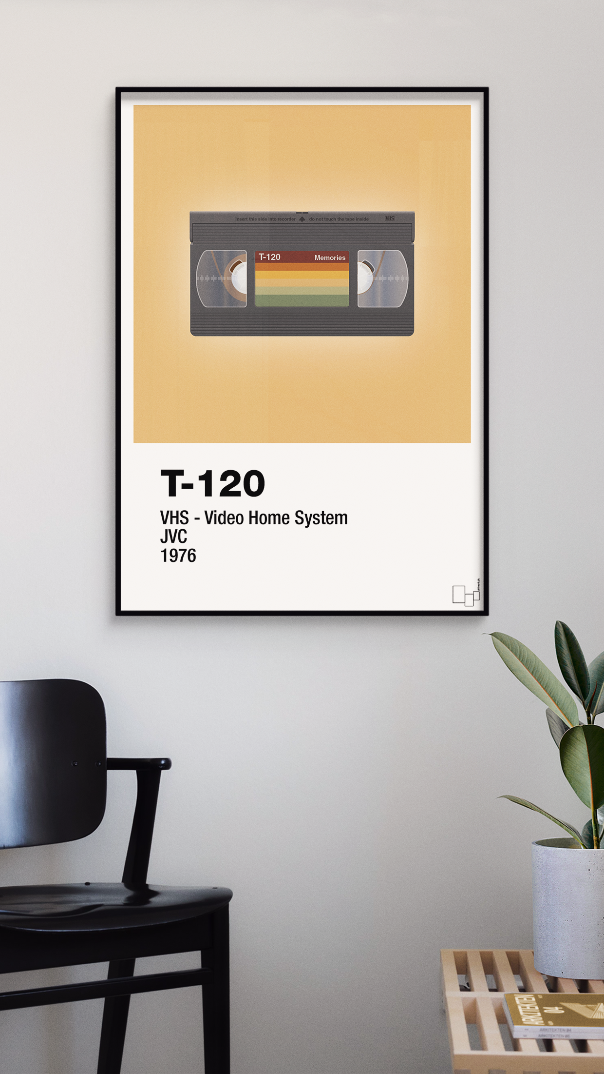 plakat: videobånd t-120 - graphic charcoal-Retro-A1two3