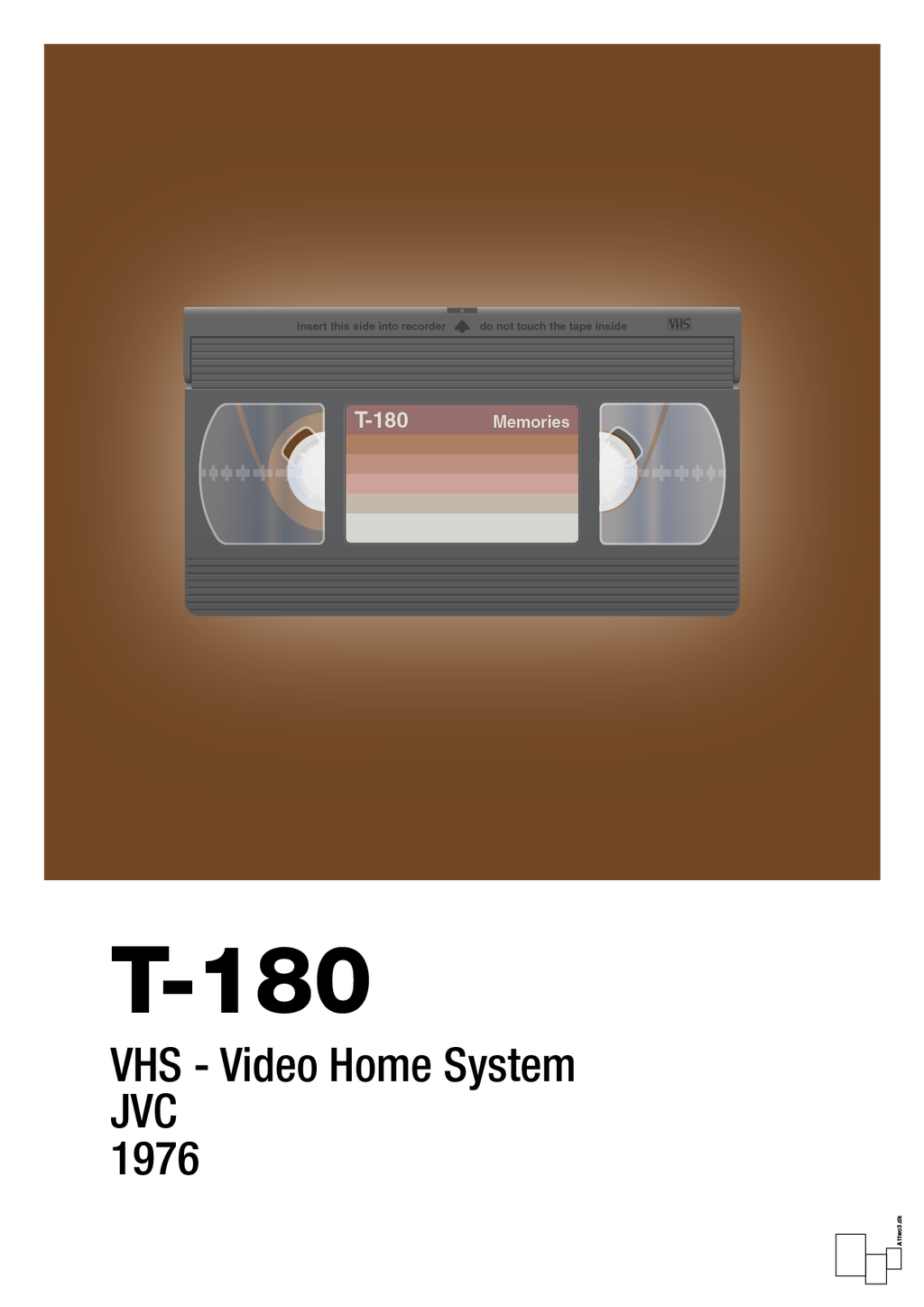 plakat: videobånd t-180 - dark brown-Retro-A1two3